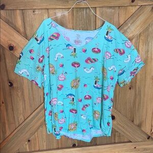 Colorful Flamingo Print Top